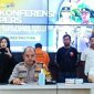 Polisi gelar konferensi pers kasus pencurian toko milik warga Ngadirojo, Pacitan. (Foto:Lintas7.net).