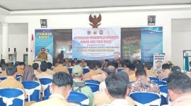 Pengukuhan Linmas pemberantas rokok ilegal di Kecamatan Bandar. (Foto:Istimewa).